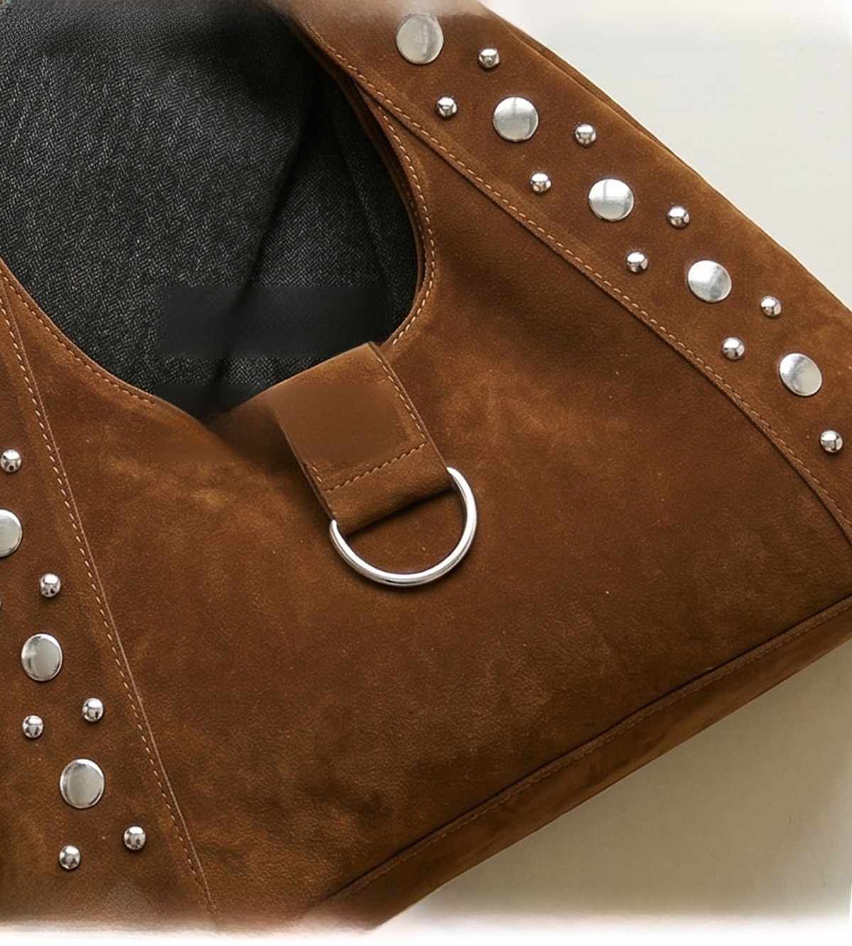 Women's Corduroy Studded Magnetic Clasp Underarm Bag