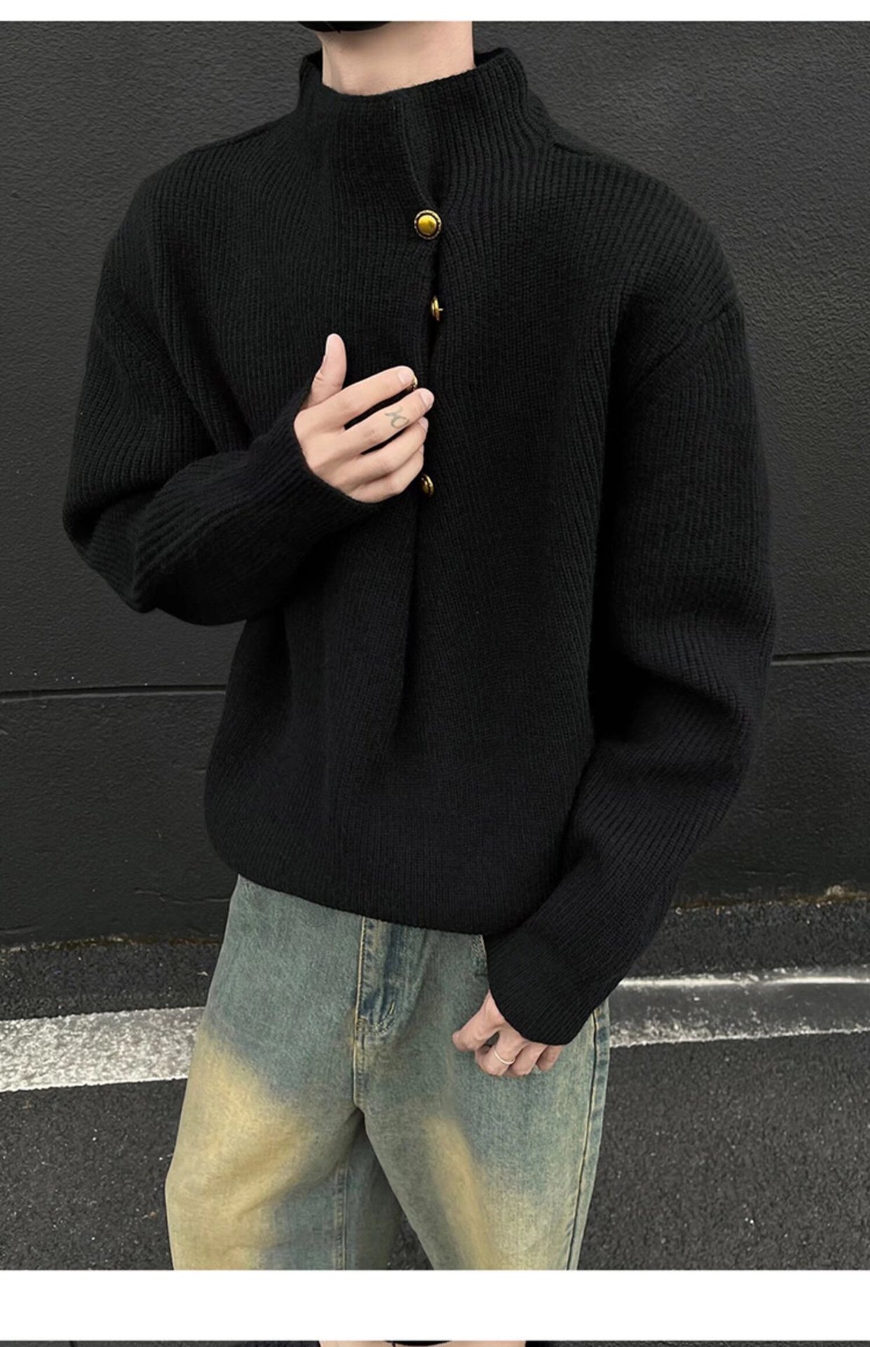 Men's Casual Turtleneck Long Sleeve Knitwear Top