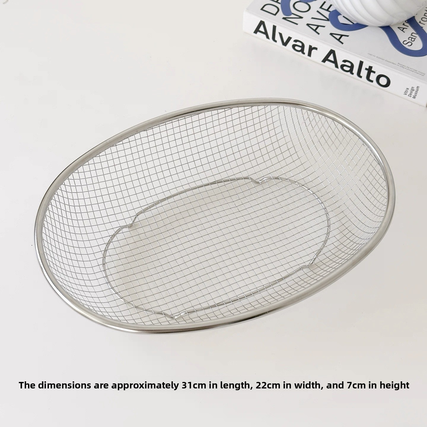 Hollow Stainless Steel Oval Draining Storage Basket