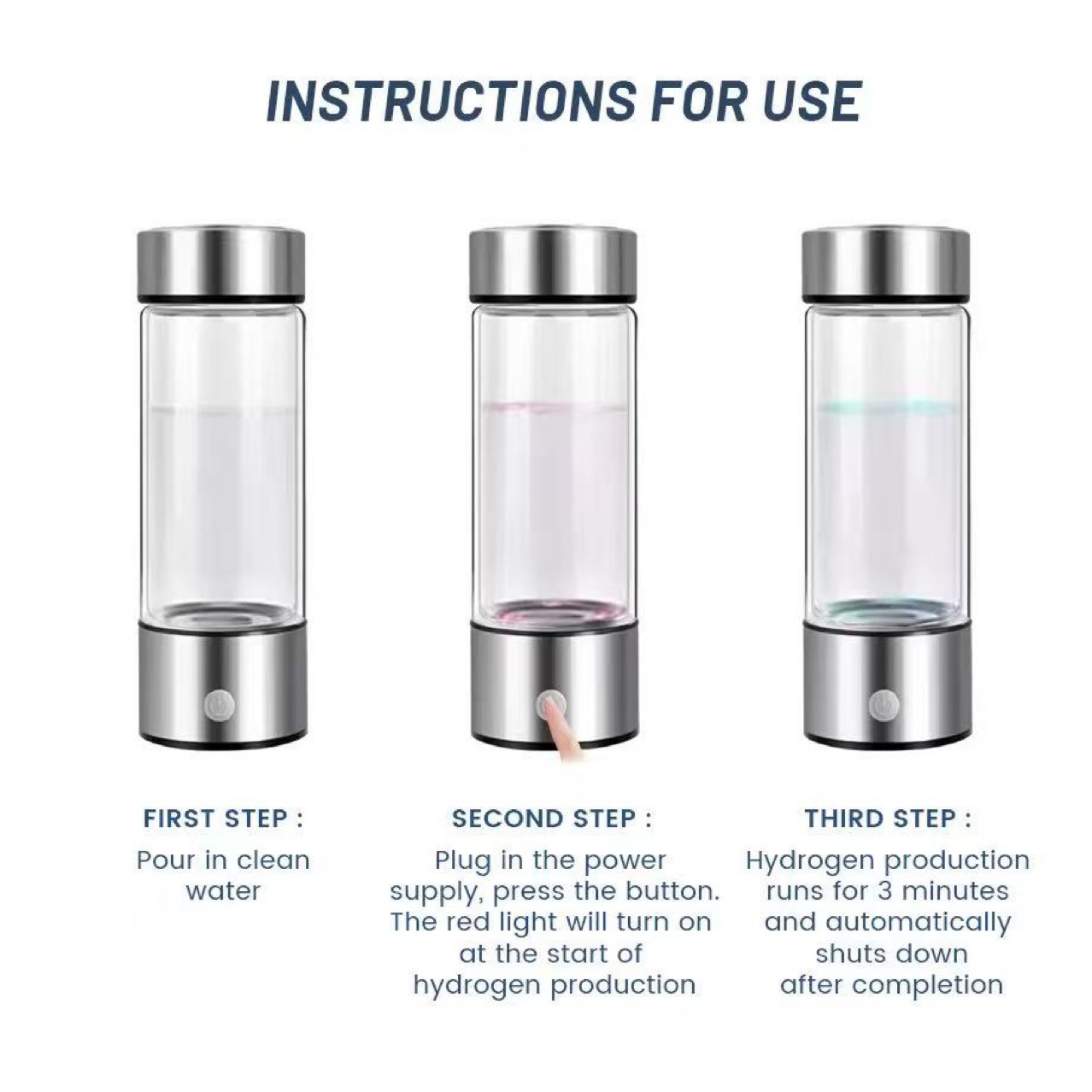 Portable Hydrogen-Rich Water Cup SPE PEM Technology High Borosilicate Glass Health Cup
