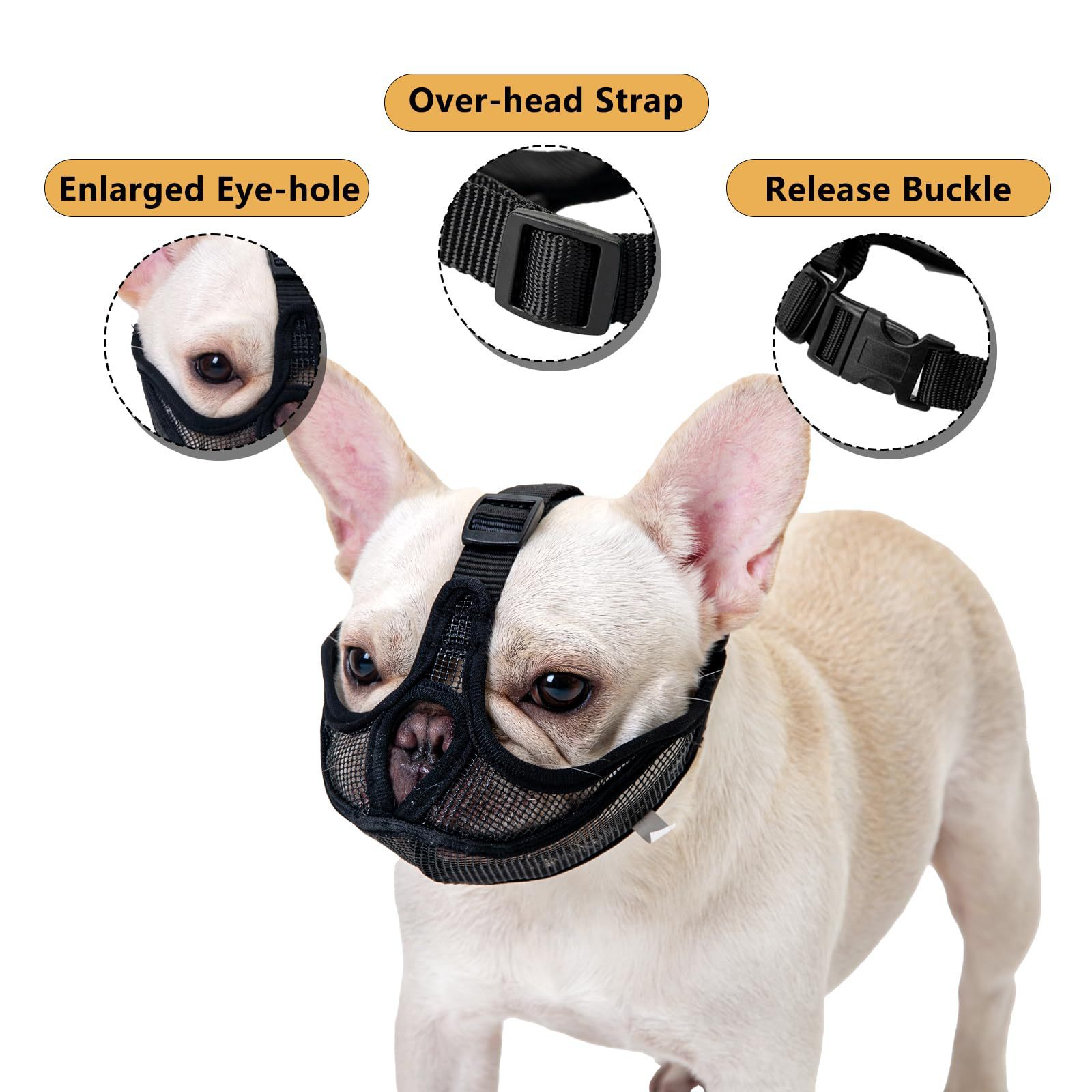 Breathable Dog Muzzle for French Bulldog Pug Anti Biting Pet Mask