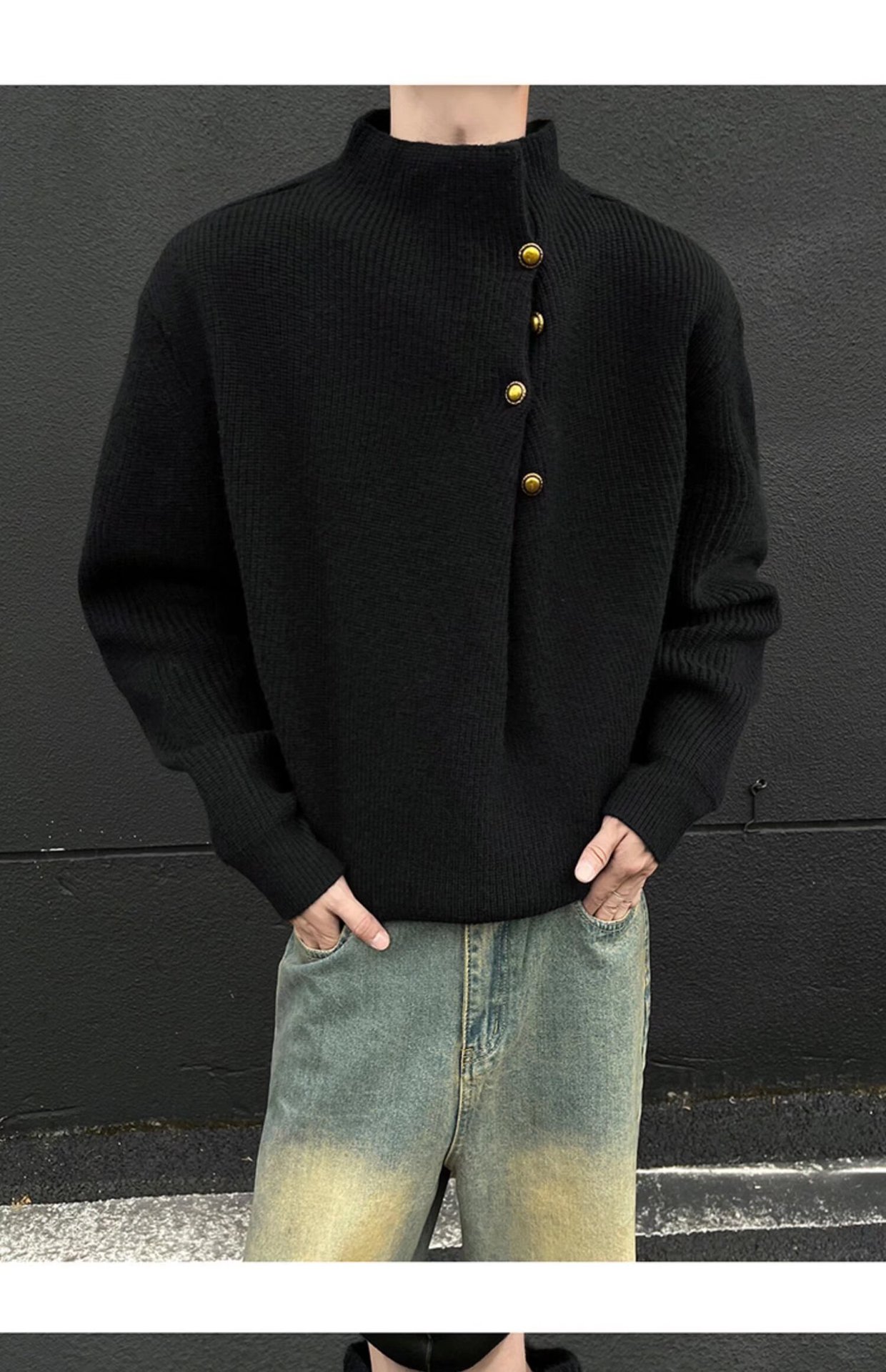 Men's Casual Turtleneck Long Sleeve Knitwear Top
