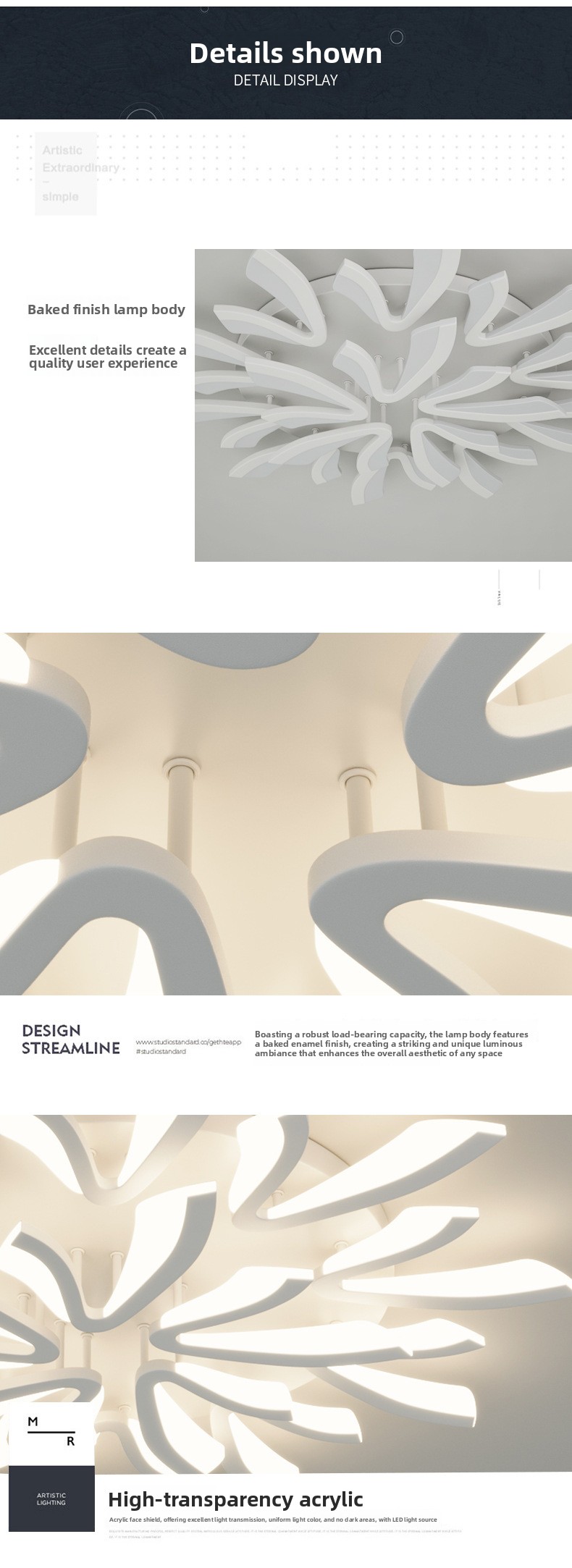 Nordic style V-shaped acrylic ceiling lamp