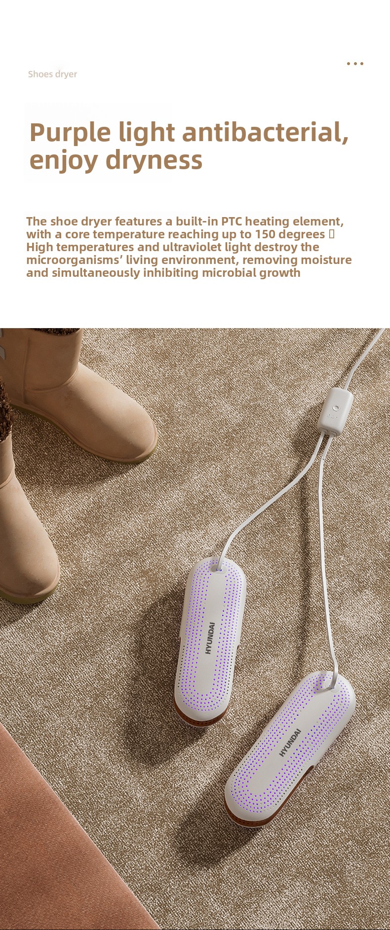 Portable Electric Shoe Dryer with Timer, Deodorizer and Sterilizer, Quick Drying Shoe Warmer for Home