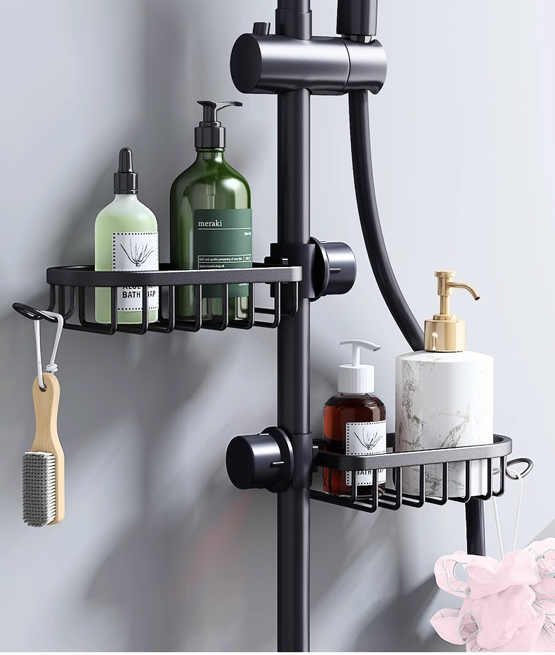 Space Aluminum Faucet Sink Storage Rack with Drip Tray