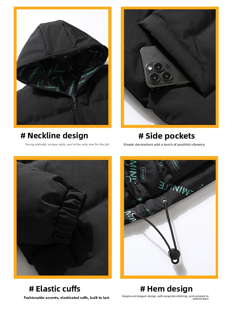 Men Reversible Thickened Winter Cotton Coat Hooded Zipper Jacket