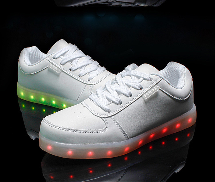 USB Rechargeable LED Light Sneakers Breathable Flat Heel Shoes