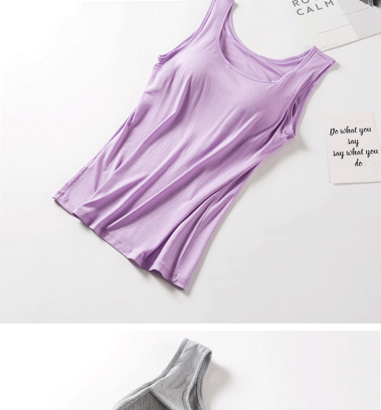Women's Modal Padded Backless Yoga Camisole Tank Top Plus Size