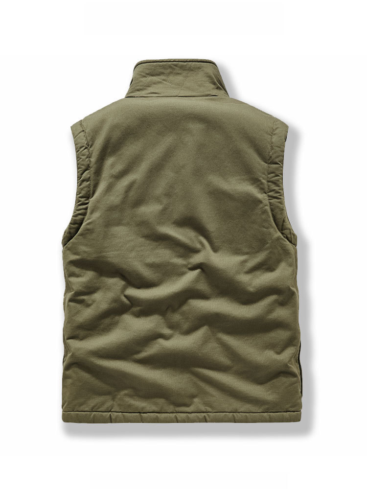 Men Winter Cotton Padded Vest Workwear Sleeveless Jacket