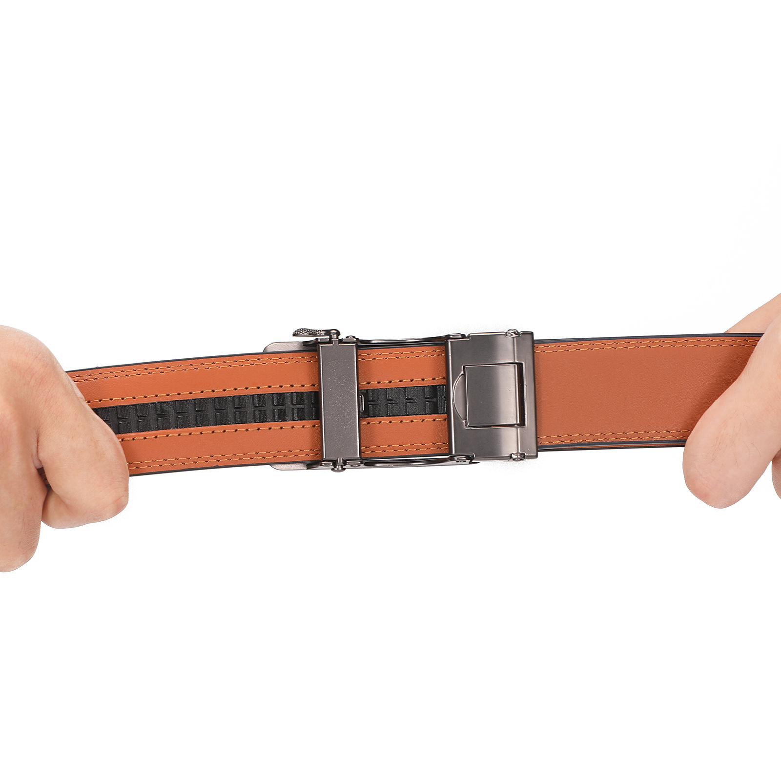 Men's Genuine Cowhide Leather Belt with Automatic Alloy Buckle