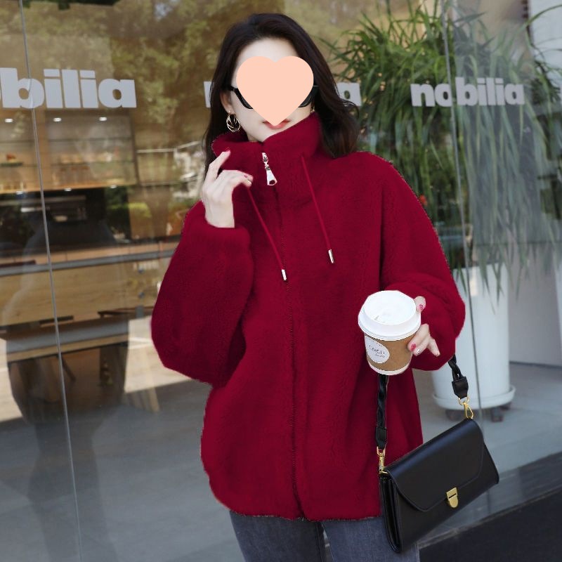 Women Double-Sided Velvet Warm Zip Up Cardigan