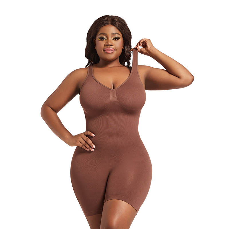 Plus Size Seamless Body Shaping Bodysuit with Wide Straps Tummy Control and Butt Lift