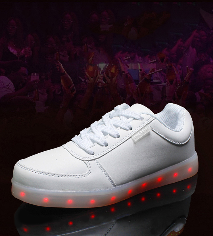 USB Rechargeable LED Light Sneakers Breathable Flat Heel Shoes