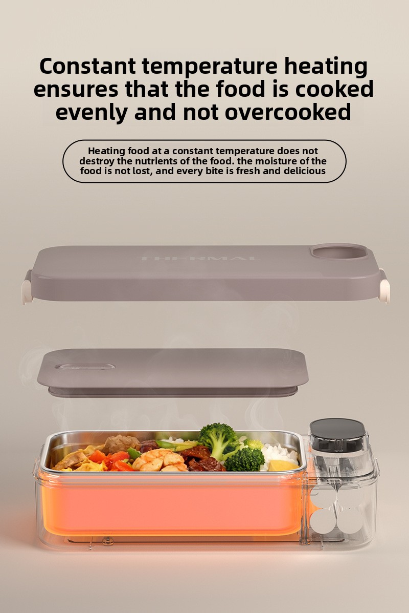 Portable 304 Stainless Steel Waterless Electric Heating Lunch Box