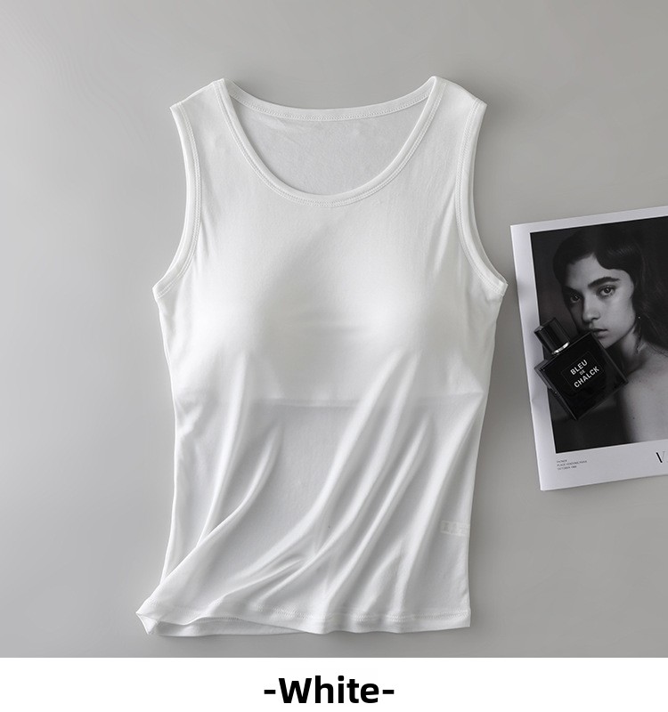 Women's 6A Mulberry Silk Sleeveless Wide Shoulder Vest Top