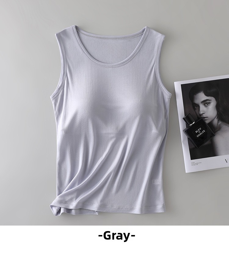 Women's 6A Mulberry Silk Sleeveless Wide Shoulder Vest Top