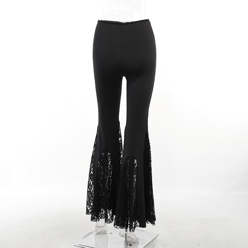 Women's High-Waisted Lace Splicing Butt-Lifting Boot-Cut Pants