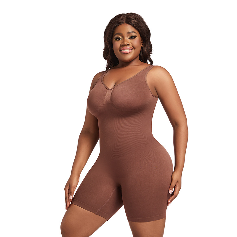 Plus Size Seamless Body Shaping Bodysuit with Wide Straps Tummy Control and Butt Lift