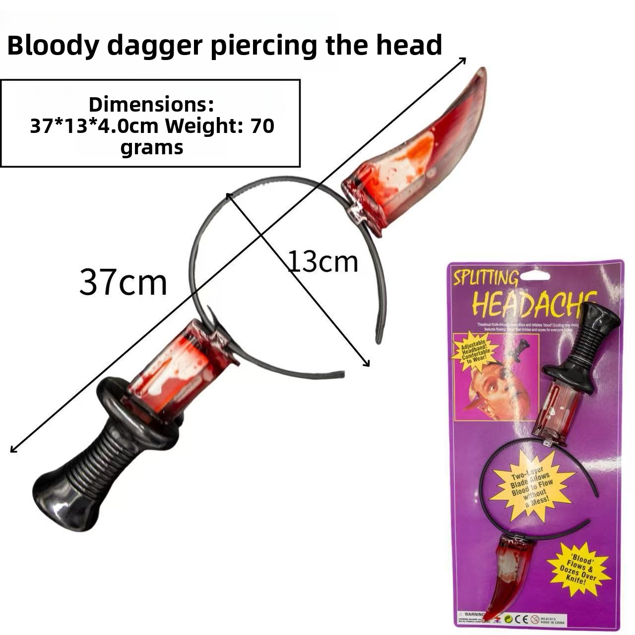 Halloween Simulation Bleeding Knife Prop Horror Fake Blood Zombie Makeup Toy