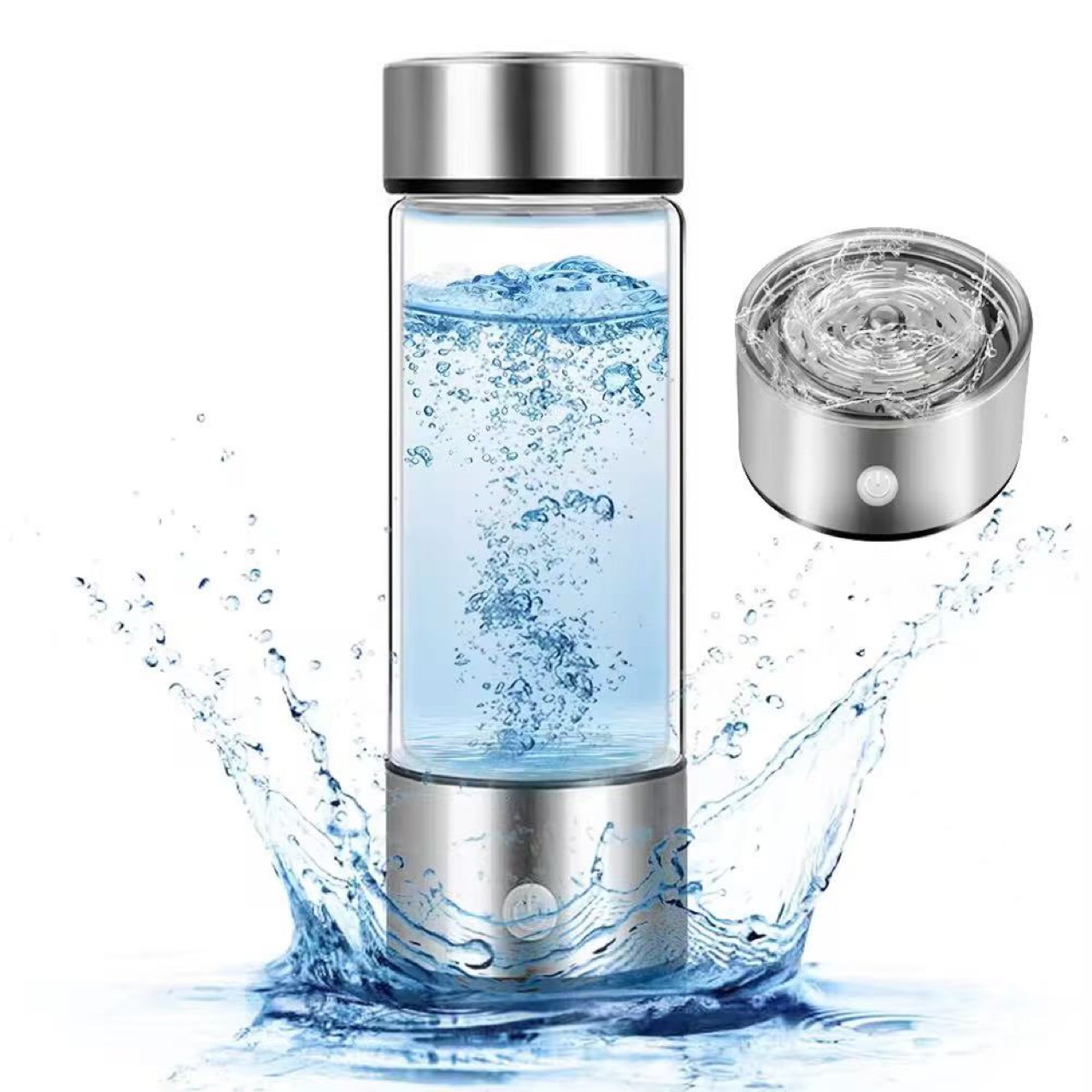 Portable Hydrogen-Rich Water Cup SPE PEM Technology High Borosilicate Glass Health Cup