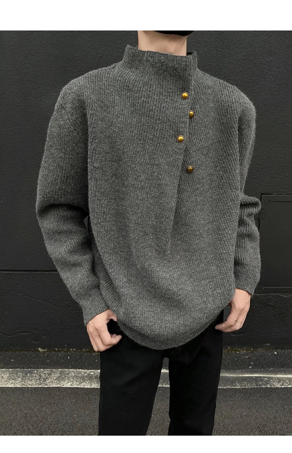 Men's Casual Turtleneck Long Sleeve Knitwear Top