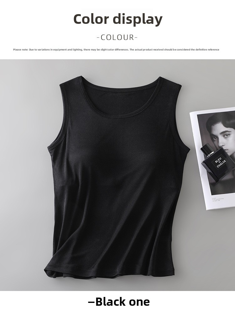Women's 6A Mulberry Silk Sleeveless Wide Shoulder Vest Top