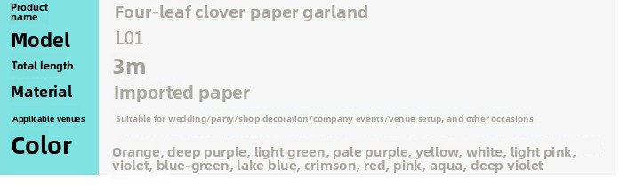 Four-Leaf Clover Craft Paper Banner 3m Party Decoration