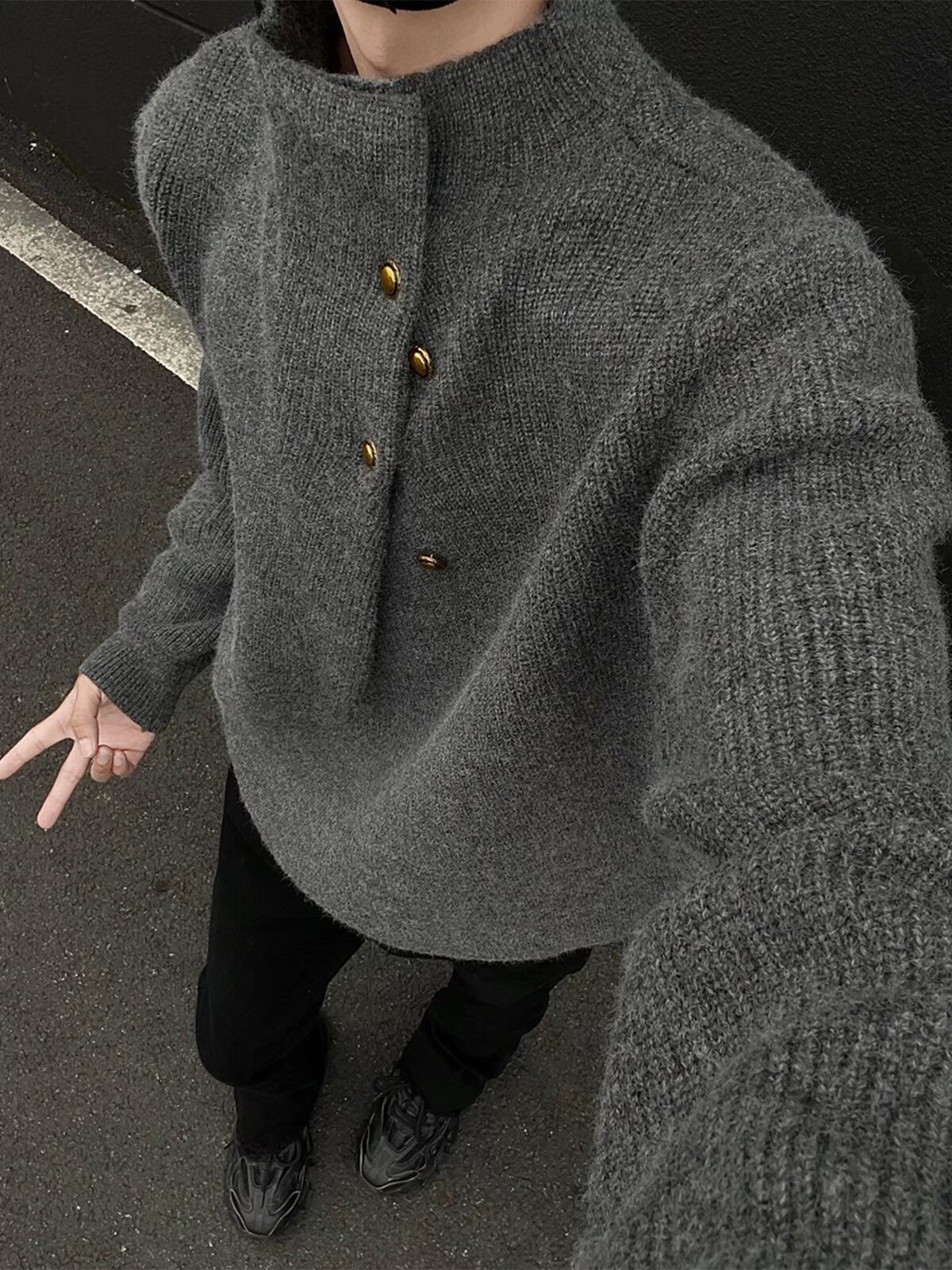 Men's Casual Turtleneck Long Sleeve Knitwear Top