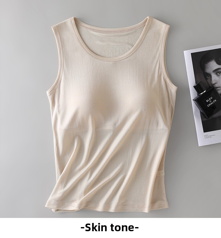 Women's 6A Mulberry Silk Sleeveless Wide Shoulder Vest Top