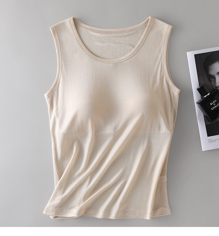 Women's 6A Mulberry Silk Sleeveless Wide Shoulder Vest Top
