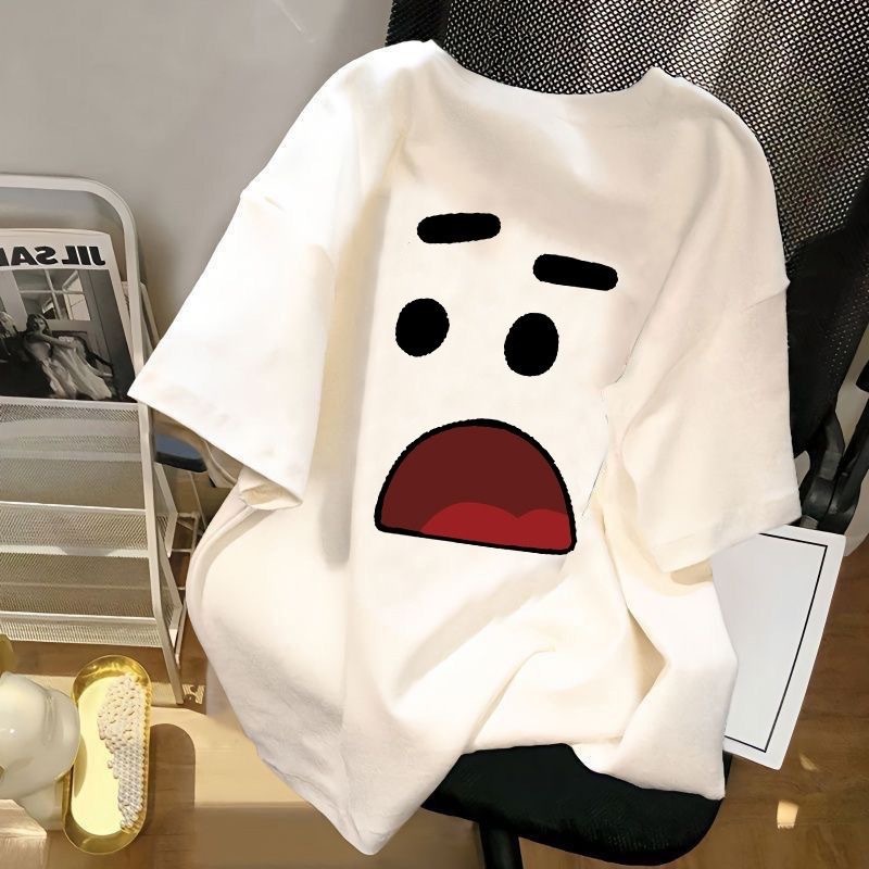 Unisex Ice Silk Short Sleeve T-Shirt Loose Fit Anime Print Summer Top