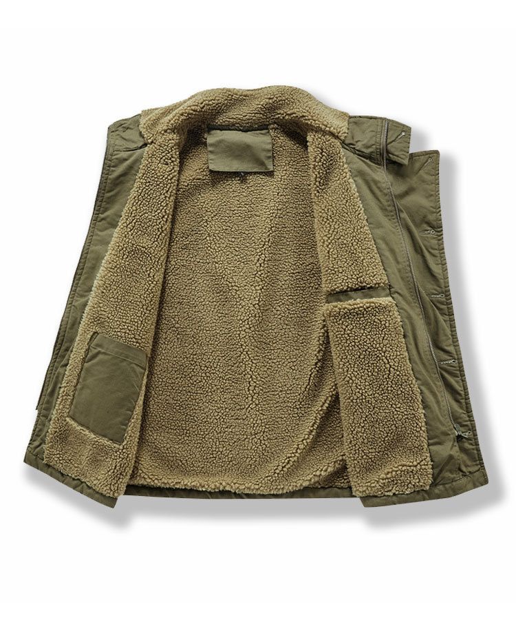 Men Winter Cotton Padded Vest Workwear Sleeveless Jacket