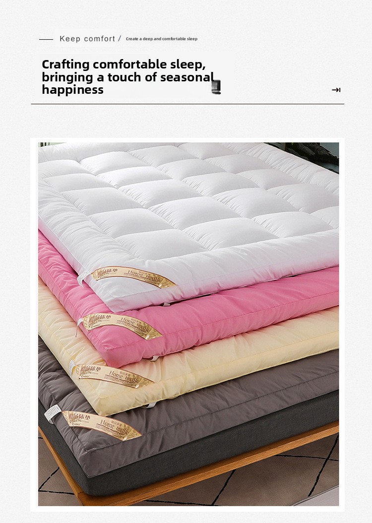 Plush 3D Quilted Velvet Mattress Topper Soft Dormitory Cushion