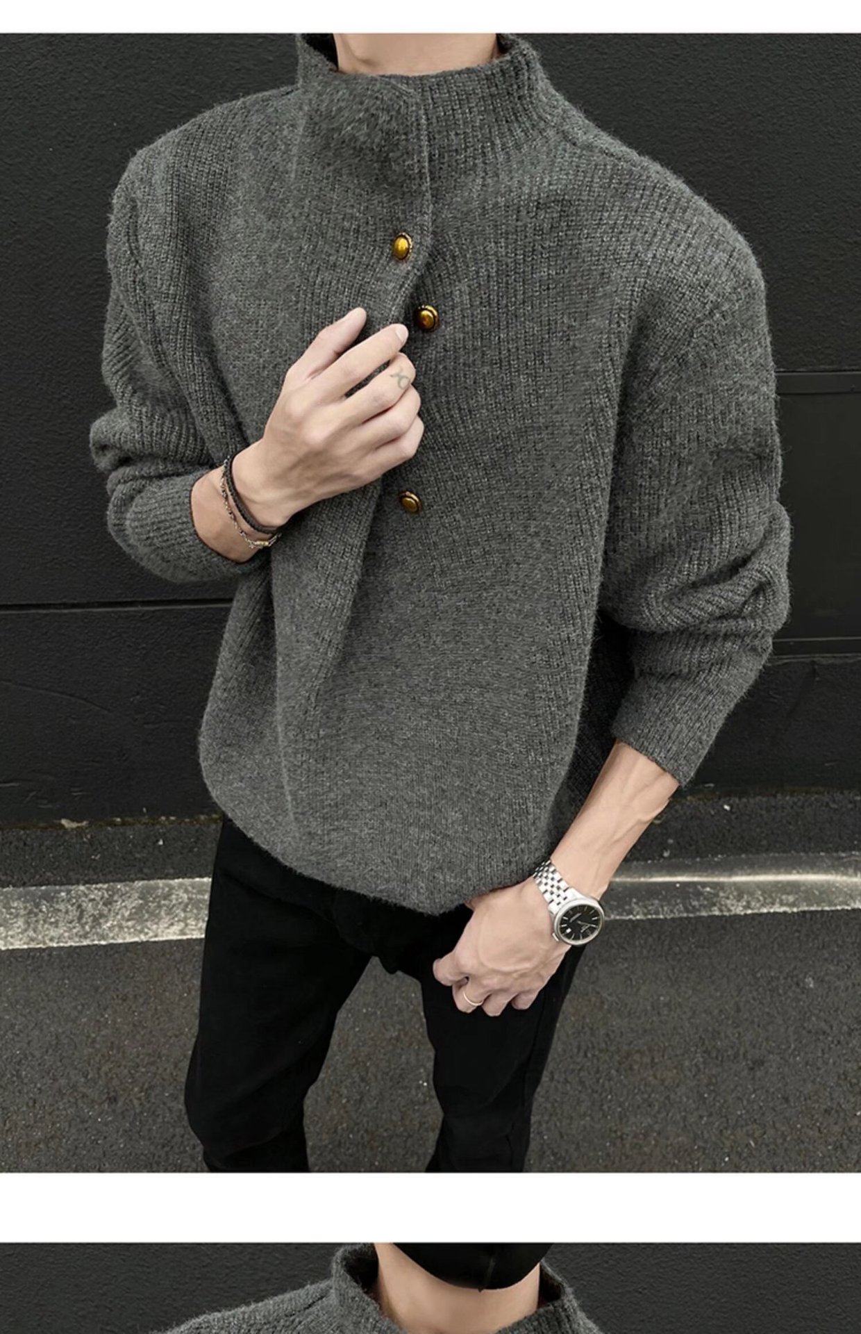 Men's Casual Turtleneck Long Sleeve Knitwear Top