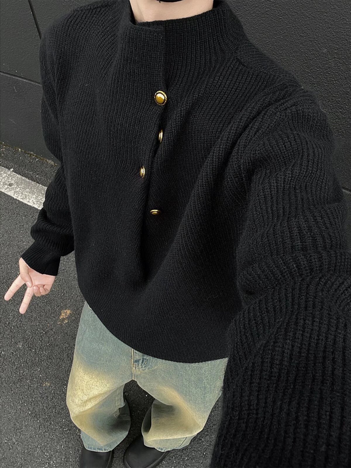Men's Casual Turtleneck Long Sleeve Knitwear Top