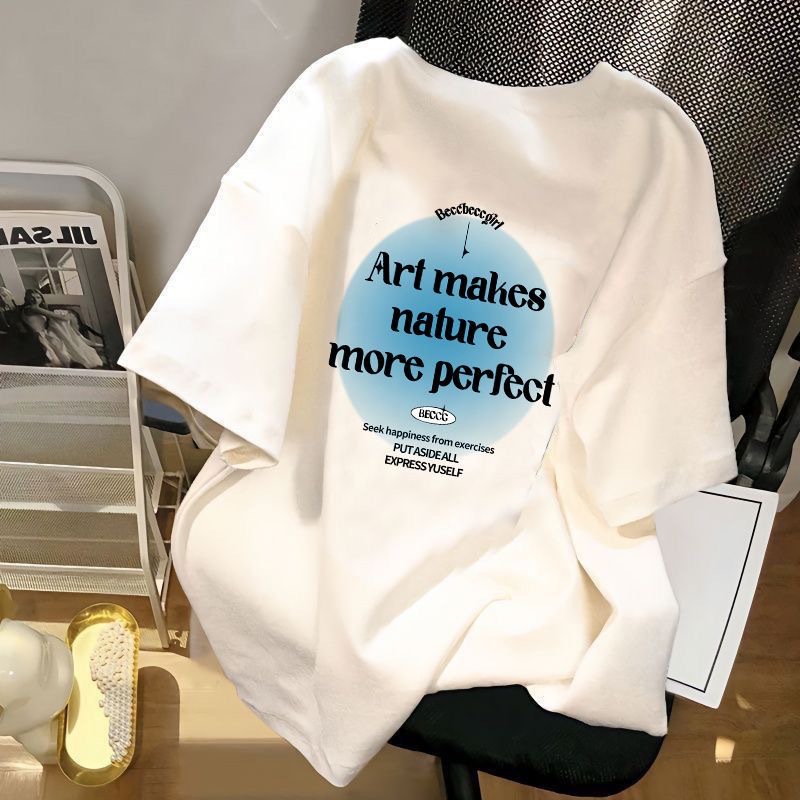 Unisex Ice Silk Short Sleeve T-Shirt Loose Fit Anime Print Summer Top