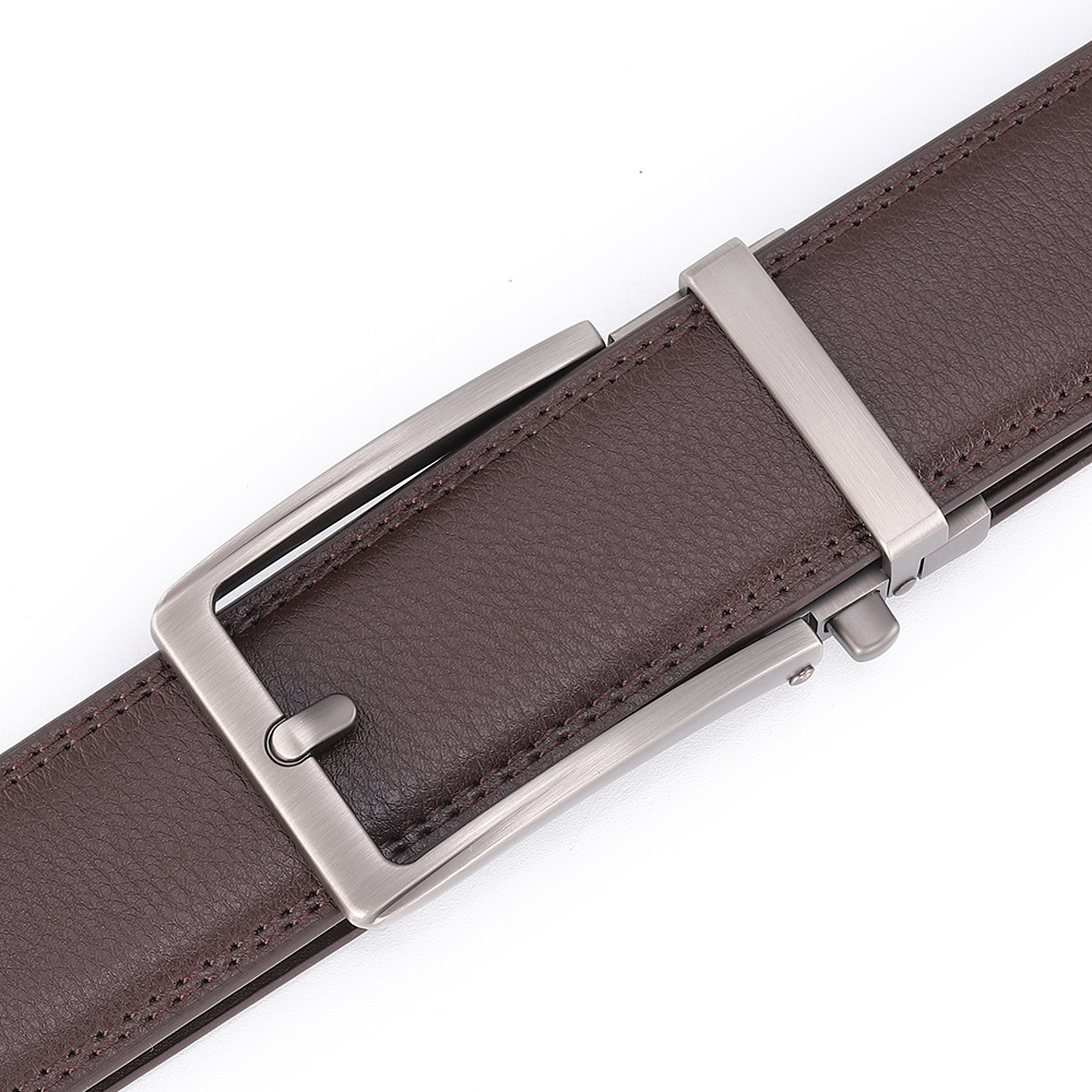 Men's Genuine Cowhide Leather Belt with Automatic Alloy Buckle