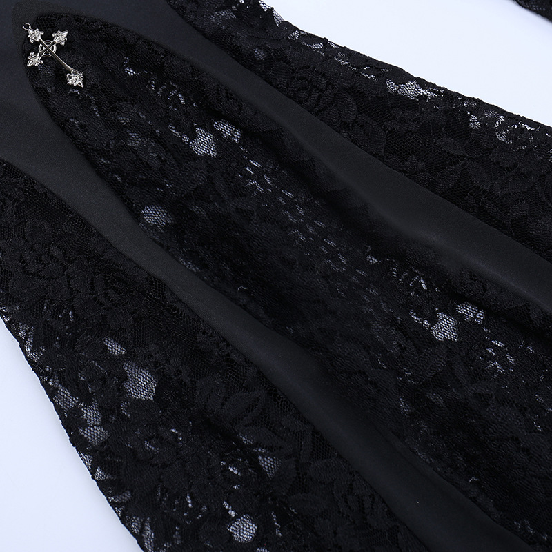 Women's High-Waisted Lace Splicing Butt-Lifting Boot-Cut Pants