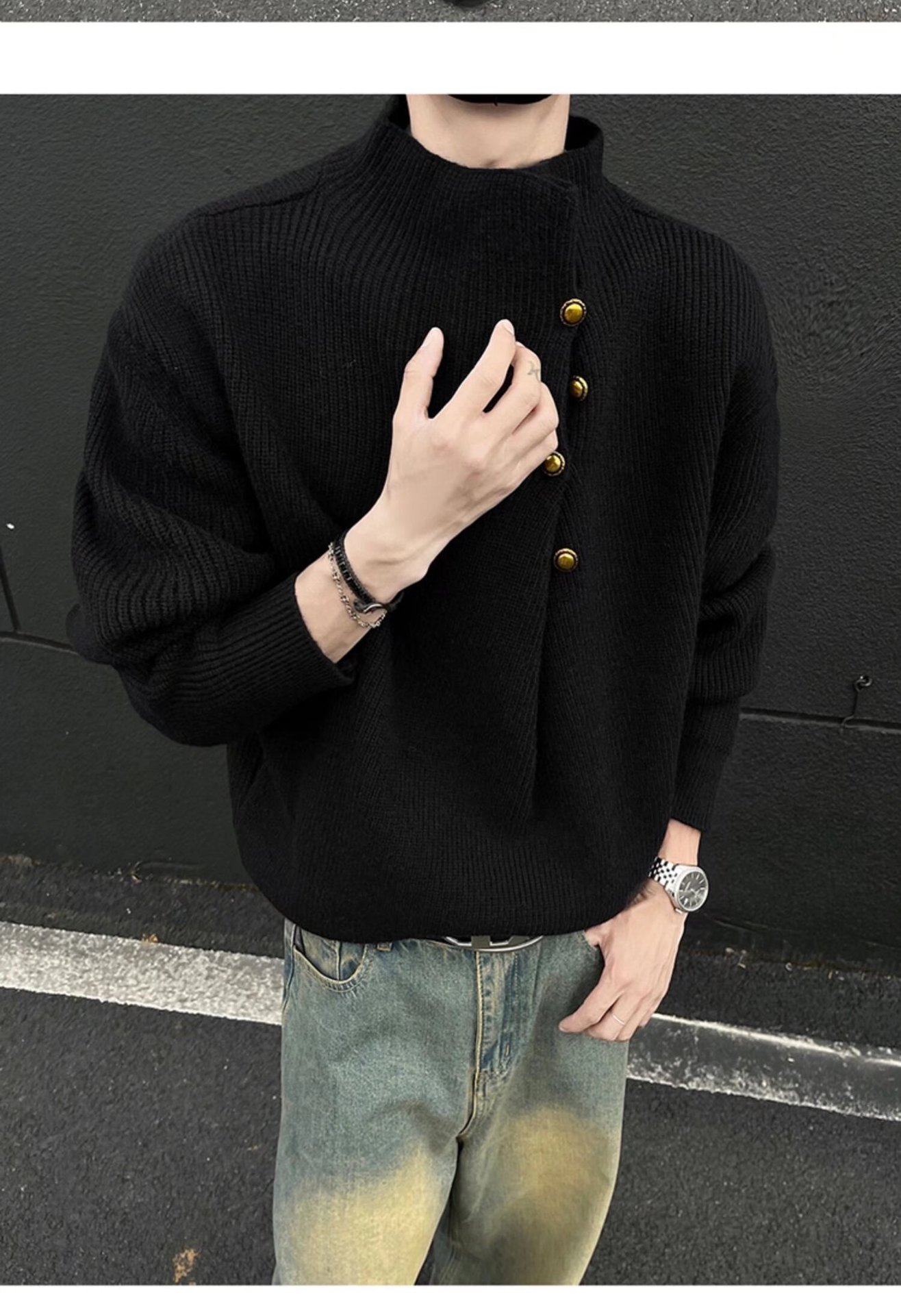 Men's Casual Turtleneck Long Sleeve Knitwear Top