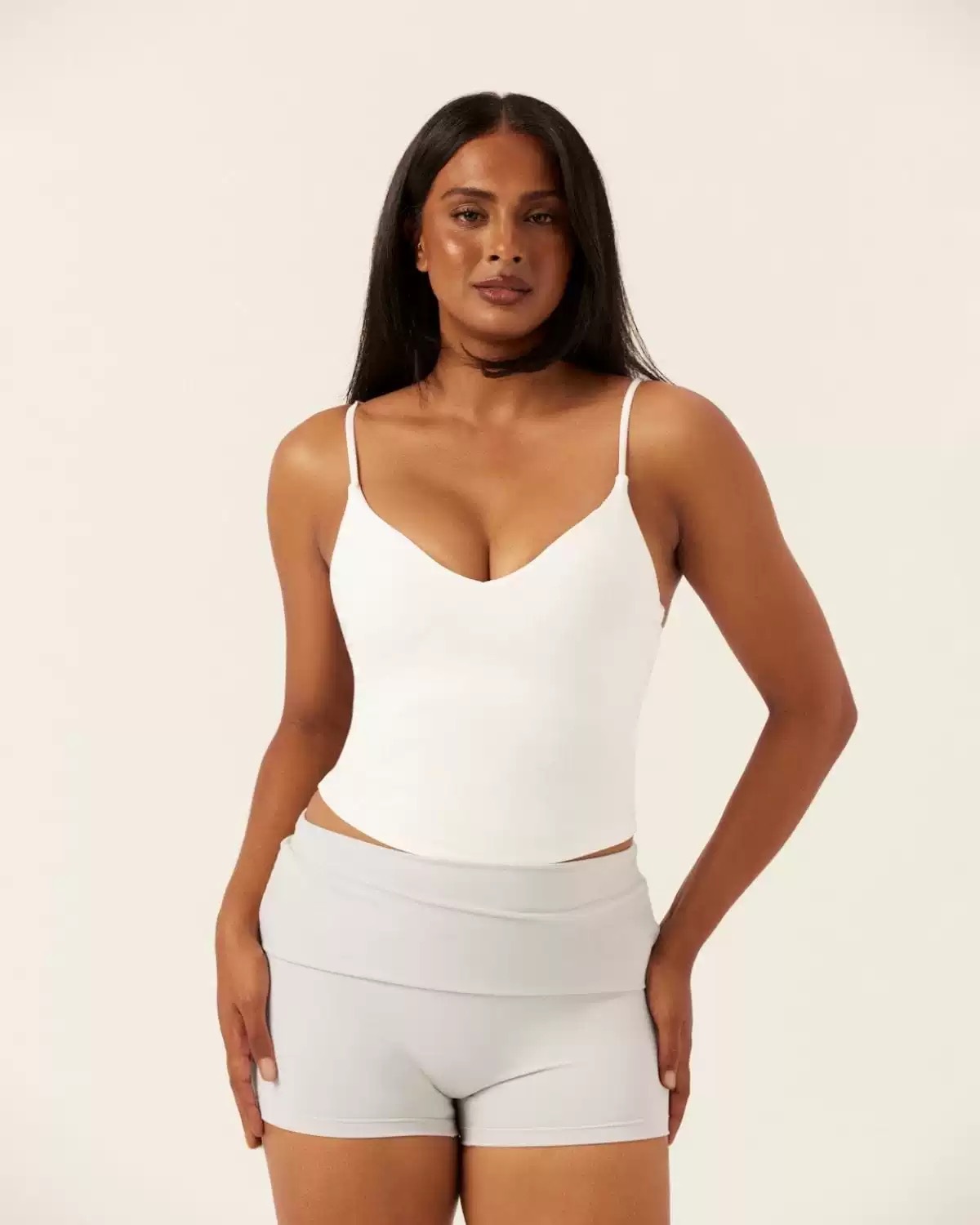V-Neck Yoga Vest with Chest Pad Butt-Lifting Shorts