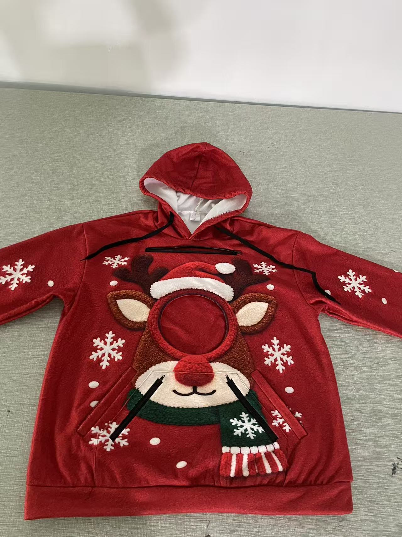 Mens Christmas 3D Print Hooded Sweatshirt Fleece Lined Long Sleeve Pullover