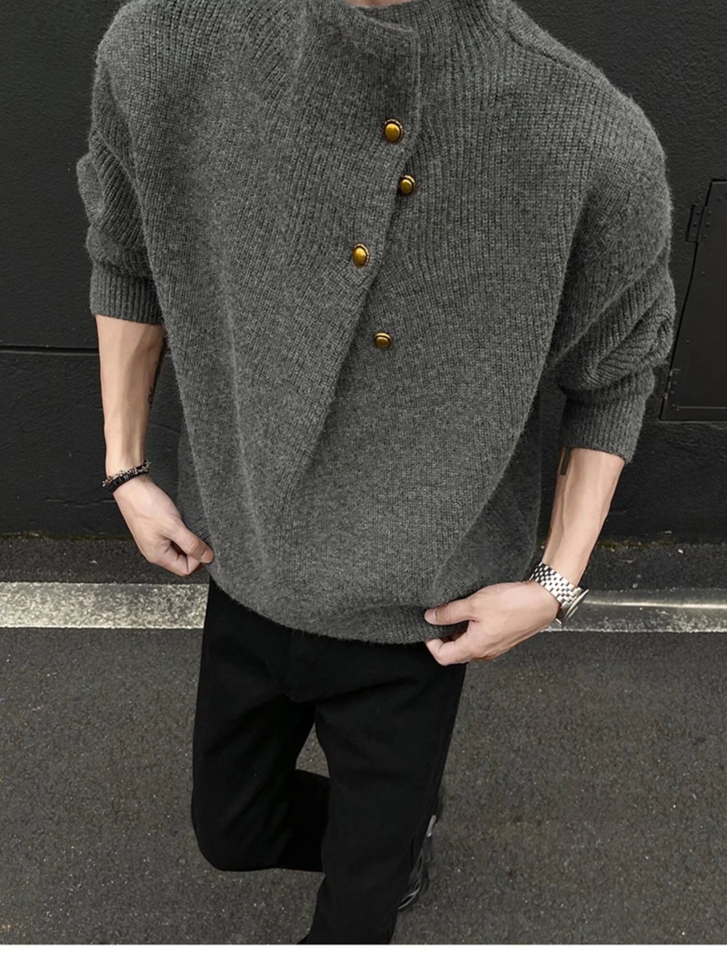 Men's Casual Turtleneck Long Sleeve Knitwear Top