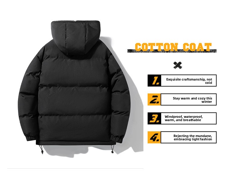 Men Reversible Thickened Winter Cotton Coat Hooded Zipper Jacket