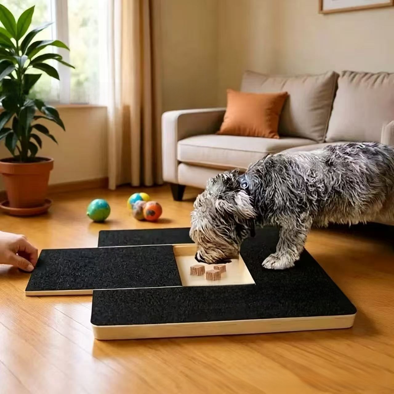 Wooden dog scratching pad for household use