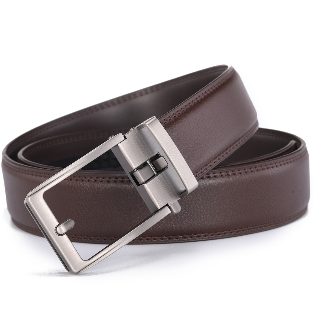 Men's Genuine Cowhide Leather Belt with Automatic Alloy Buckle