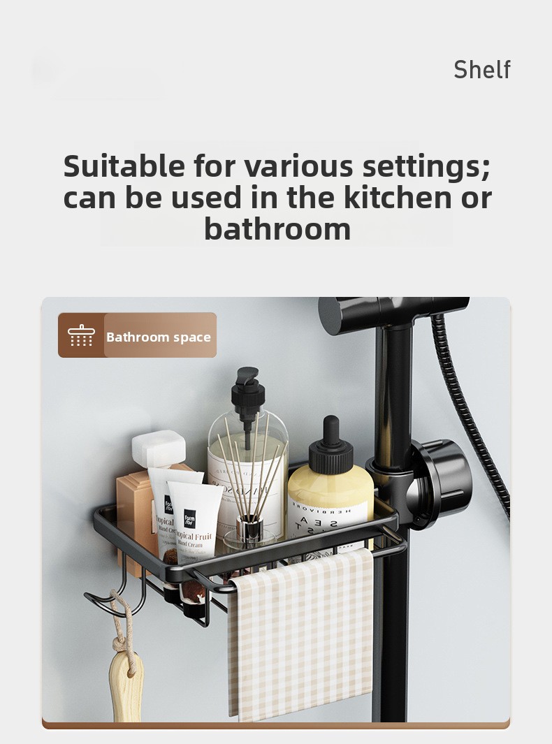 Space Aluminum Faucet Sink Storage Rack with Drip Tray
