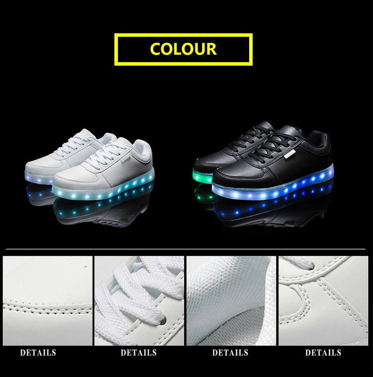 USB Rechargeable LED Light Sneakers Breathable Flat Heel Shoes