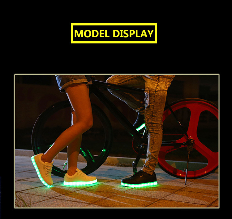 USB Rechargeable LED Light Sneakers Breathable Flat Heel Shoes