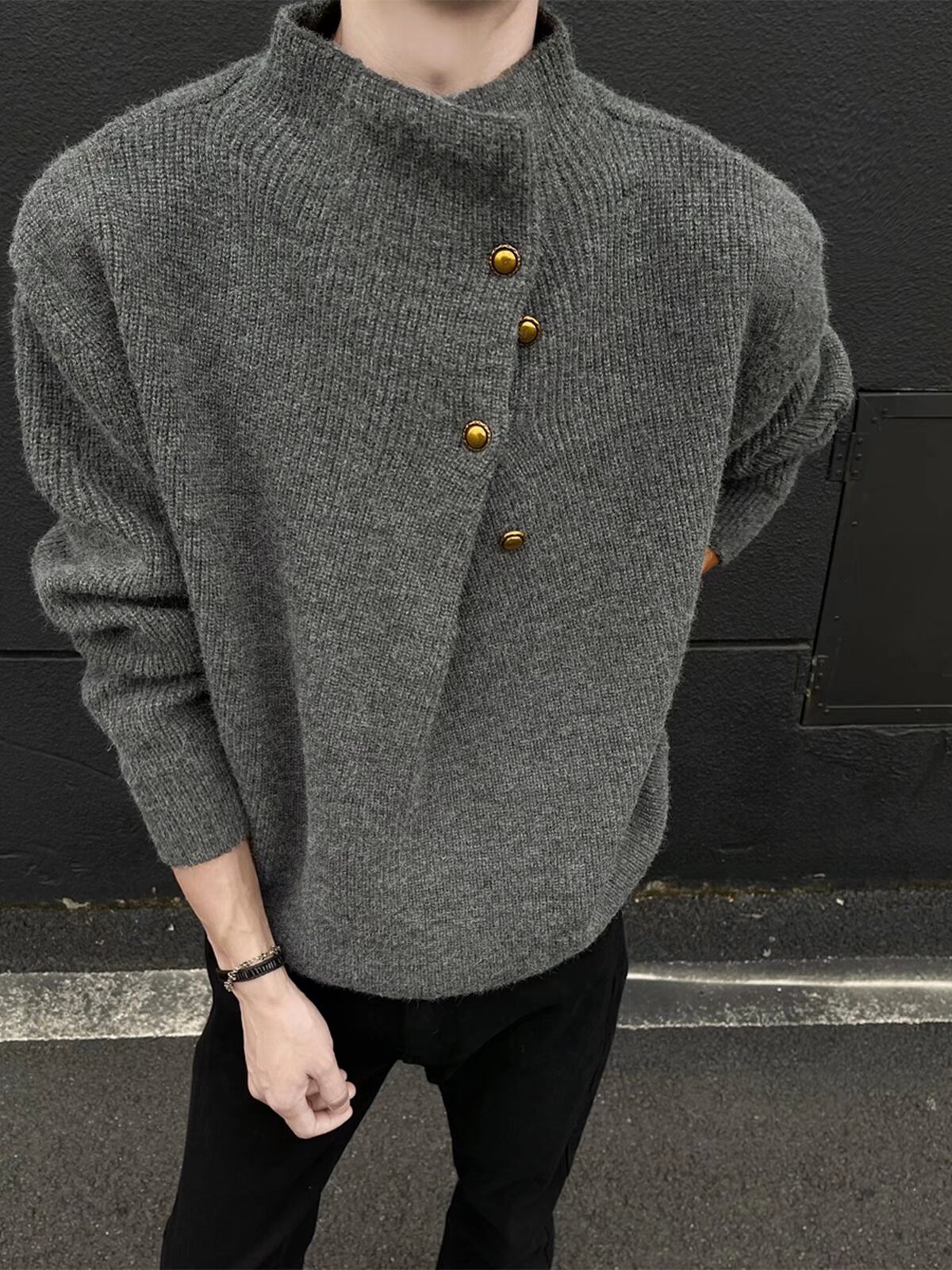 Men's Casual Turtleneck Long Sleeve Knitwear Top