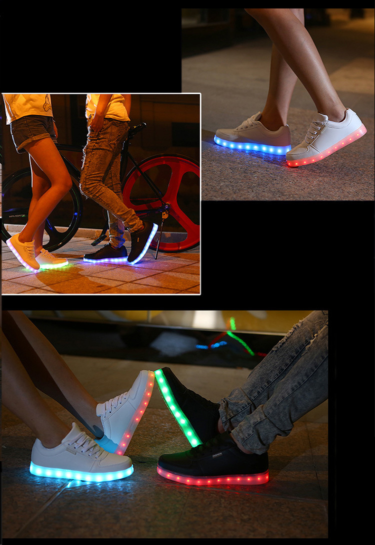USB Rechargeable LED Light Sneakers Breathable Flat Heel Shoes